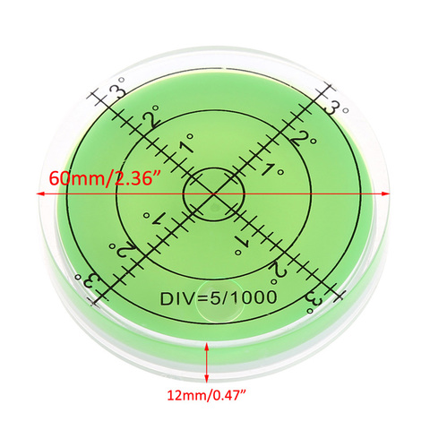 60mm Large Spirit Bubble Level Degree Mark Surface Circular Measuring Bulls Eyes ► Photo 1/6