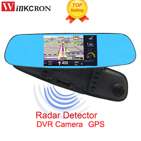 5.0 Inch 3 in1 Radar Detector GPS Navigation Rearview Mirror  Android 4.22 DVR Camera WIFI Full HD 1080P Dash Cam Video Recorder ► Photo 1/6