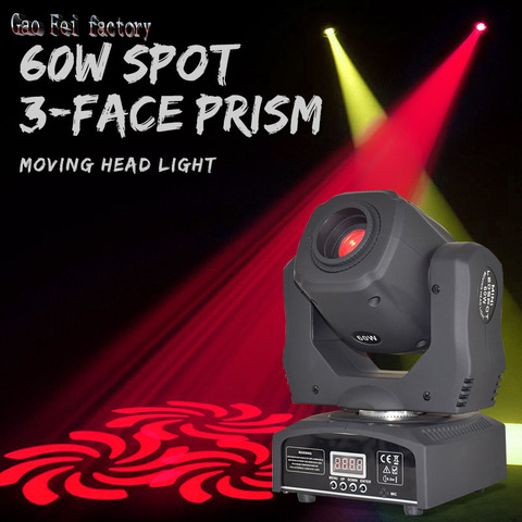 Stage Light Moving Head 60W LED Spot DMX 512 With Lyre Gobos And Colors 3 Face Prism Good For DJ Disco Party ► Photo 1/6