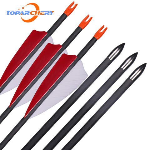 6/12 pcs carbon arrow of spine700 OD 6 mmTurkish true feather 30inch carbon arrow detachable arrow traditional bow hunting ► Photo 1/6