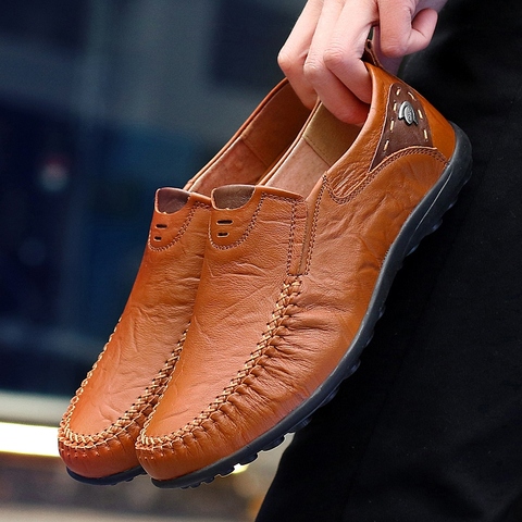 Leather Shoes Men Fashion Leather Genuine High Quality Luxury Brand Comfortable Men Casual Driving Shoes Plus Size 37-47 ► Photo 1/6