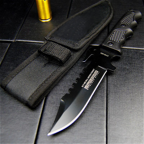 Black outdoor tactical straight knife distribution scabbard bush hunting straight knife north American quality knife ► Photo 1/6