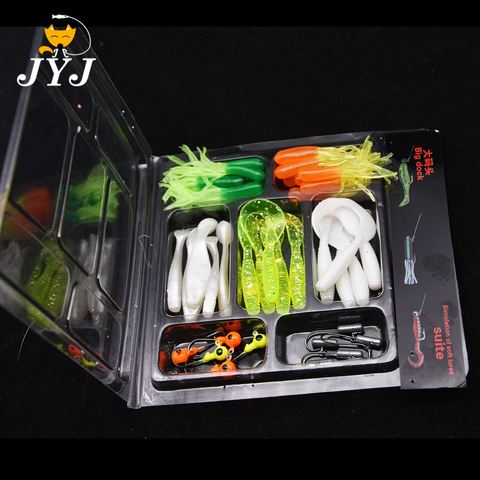 lure kit  35 soft bait small 10 lead head hook lure combination set soft fishing lure set soft bait fishing tackle ► Photo 1/6