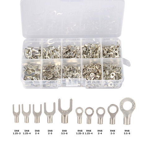 320Pcs/Set 10 In 1 Assorted Non-Insulated Ring Fork U-type Brass Terminals Assortment Kit Wire Connector Crimp Spade Terminals ► Photo 1/6