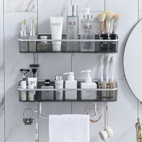 Punch-free Bathroom Shelf Shampoo Cosmetic Towel Storage Rack Organizer Bath Corner Holder Household Items Bathroom Accessories ► Photo 1/6