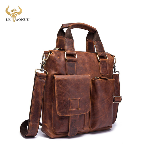 Men Original Leather Retro Designer Business Briefcase Casual 12