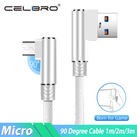 2.4A Micro Usb Cable 90 Degree Right Angled Micro-usb Fast Charging Cable 3m 2m Microusb for Xiaomi Redmi 8 7 7A LG K40 OPPO F9 ► Photo 1/6