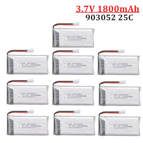 1/2/5/10PCS 3.7v 1800mAh Rechargeable Battery for SYMA X5SW X5 X5S X5C M18 H5P KY601S 903052 3.7v Lipo battery with XH2.54 Plug ► Photo 1/6