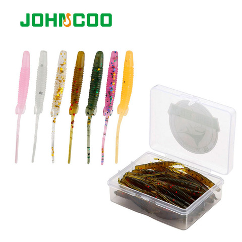 JOHNCOO 50pcs Fishing Lure Swimbait 55mm 0.4g Soft Worm Ocean Rock Lure Bass  Wobblers Carp Pesca Peche Soft Lure ► Photo 1/6