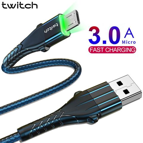 Twitch Micro USB Cable 3A Fast Charging for Samsung Xiaom Redmi Note 5 Pro Microusb Mobile Phone USB  Cable Charger Data Cord ► Photo 1/6