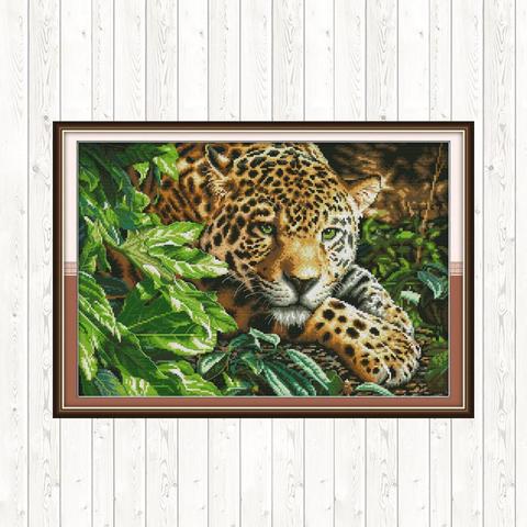 Leopard Cross Stitch Kits 14ct 11ct Printrd Canvas DIY Handmade Needlework Embroidery Sets Counted Patterns DMC Floss Crafts ► Photo 1/6