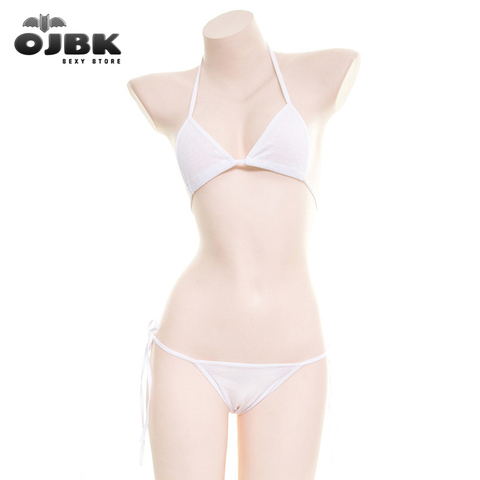 Japanese Women White Black Bikini Set Simple Design Underwear Set Sexy Lingerie Lolita Kawaii Cotton Adult Cosplay Costumes Bra ► Photo 1/1