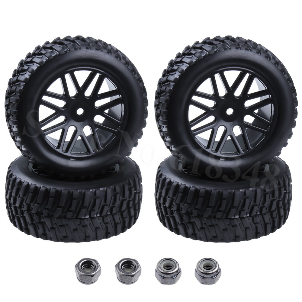 4Pcs Rubber Rally Tires &Wheel 12mm Hex For HSP HPI RC 1:10 Racing Off Road Car 