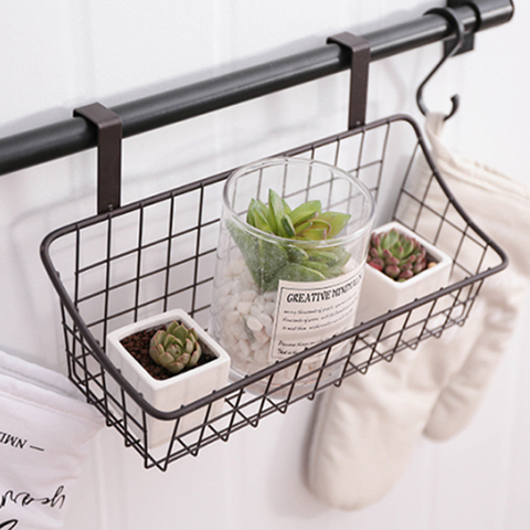 Small Dormitory Bedside Hanging Basket, Solid Color Iron Storage Rack, Hanging Bathroom Drain Basket ► Photo 1/6