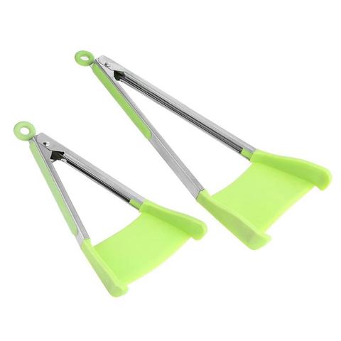 2 in 1 Tongs Non-stick Heat Resistant Silicone Tong Clip Kitchen