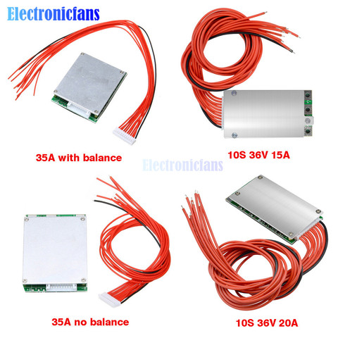 10S 36V 15A 20A 35A Lithium Batteries Power Protection Boards Li-ion Lipolymer Battery BMS PCB with Balance for Ebike Escooter ► Photo 1/6