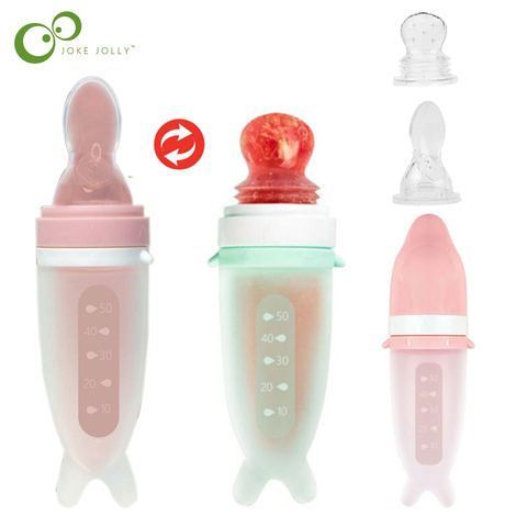 30ML Safety Infant Baby Silicone Feeding With Spoon Feeder & Fruit food Nipple Bits Feeder Pacifiers Food Rice Cereal Bottle GYH ► Photo 1/6
