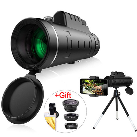 40X Zoom Telephoto Lens HD Monocular Telescope Phone Camera Lens For iPhone Xs XR Samsung + Fisheye Wide Angle Macro 3In1 Lens ► Photo 1/6