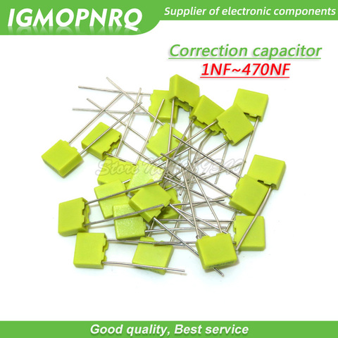 20pcs Polypropylene Safety Plastic Film 100V 1nF ~ 470nF 100nf 220nf 10nf 47nf 22nf 1nf 0.47uf 0.1uf Correction capacitor ► Photo 1/2