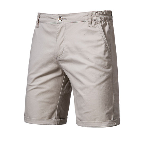 2022 New Summer 100% Cotton Solid Shorts Men High Quality Casual Business Social Elastic Waist Men Shorts 10 Colors Beach Shorts ► Photo 1/6