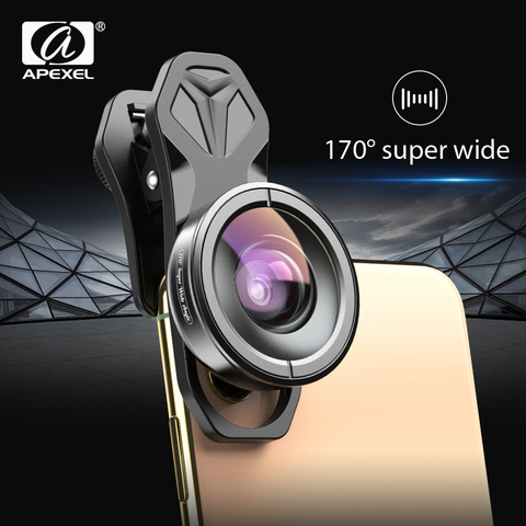 APEXEL optic phone lens HD 170 degree super wide angle lens Camera optical Lenses for iPhonex xs max xiaomi all smartphone ► Photo 1/6