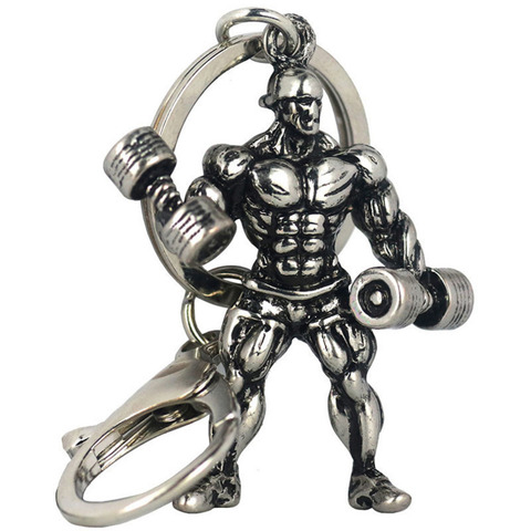 1 PC Alloy Key Chain Strong Man Dumbbell Keychain Men Fitness Bodybuilding Key Chains For Car Wallet Keys Ring Gym Gifts-375842 ► Photo 1/6