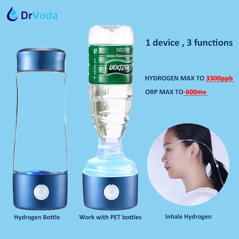 SPE PEM Dupont N324 membrane Hydrogen Water Generator Hydrogen Inhaler Bottle Breath Hydrogen Device with Drain hole ► Photo 1/6