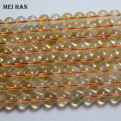 Meihan Natural (38 beads/set) 10-10.5mm Citrinee quartz  clear yellow crystal smooth round beads for jewelry making diy design ► Photo 1/4