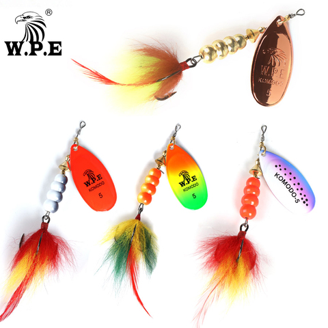 W.P.E KOMODO Spinner Lure 14g/22g 1pcs Hard Bait Spoon Lure Feather Treble Hook Metal Fishing Lure Crankbait Bass Lure Wobblers ► Photo 1/6