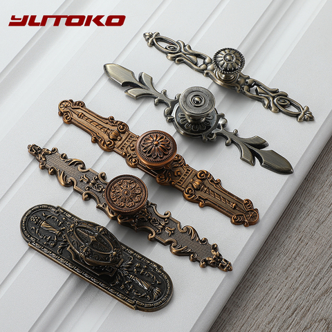 YUTOKO Vintage Door Handles Antique Knobs and Handles for Kitchen Cabinets Cupboard Handles Closet Handle Furniture Hardware ► Photo 1/6