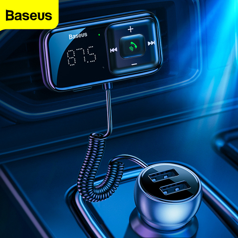 Baseus FM Modulator Transmitter Bluetooth 5.0 FM Radio 3.1A USB Car Charger Handsfree Car Kit Wireless Aux Audio FM Transmiter ► Photo 1/6