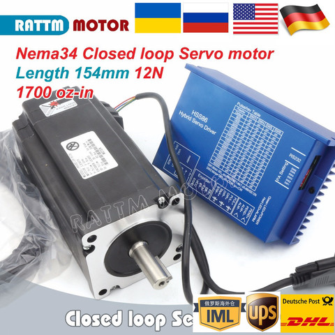 Nema 34 Closed Loop Servo Motor 154mm 6A 2-Phase 12N.m Hybrid&Hybrid Step-servo Driver 8A ► Photo 1/6