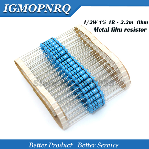 20pcs 1/2W Metal film resistor 1R~2.2M 1R 10R 20R 22R 100R 150R 200R 220R 330R 470R 510R 680R 820R 910R 5.1R 8.2R 18R 30R 47R  ► Photo 1/1