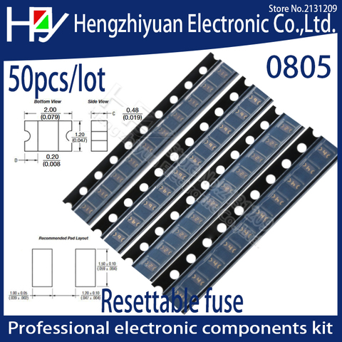 2012 Self-Recovery Fuse 0805 0.05A 0.1A 0.2A 0.3A 0.5A 0.75A 1A 2A SMD Resettable Fuse PPTC PolySwitch Switch SMD0805 MF-PSMF100 ► Photo 1/5
