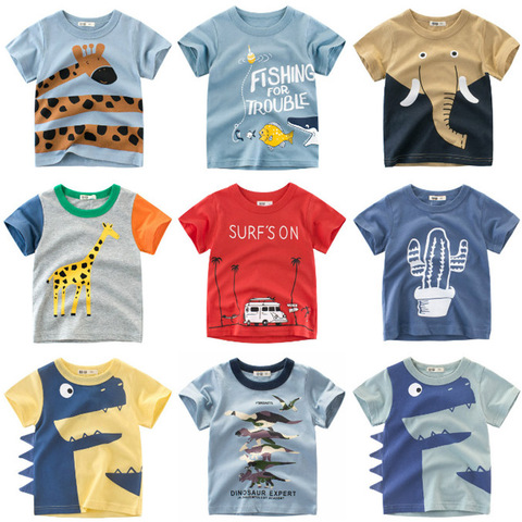 Cartoon Print Baby Boys Dinosaur T Shirt For Summer Infant Kids Boys Girls Lion T-Shirts Clothes Cotton Toddler Letter Tops ► Photo 1/6