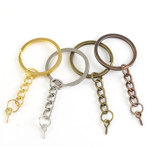 20pcs/lot Screw Eye Pin Key Chain Key Ring keychain Bronze Rhodium Gold Keyrings Split Rings With Screw Pin Jewelry Making ► Photo 1/6