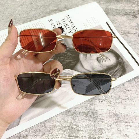 Retro Square Sunglasses for Women Men Small Frame Rectangle