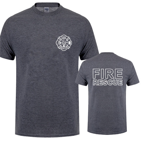 Fire Rescue Firefighter T Shirt Men Fireman T-shirts Short Sleeve Mans Cool Tops QR-045 ► Photo 1/6