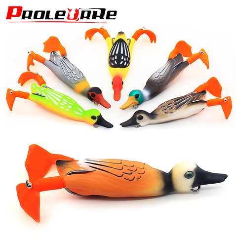 1Pcs Topwater Duck Soft Fishing Lure Double Propeller Frog Feet 9.5cm 12g 3D Simulation Floating Baits Bass Snakehead Lure ► Photo 1/6