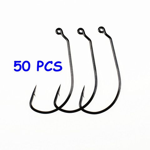 50pcs/lot Fishing Soft Lure Worm Fishhooks High Carbon Steel Wide Crank Fishing Hooks ► Photo 1/5