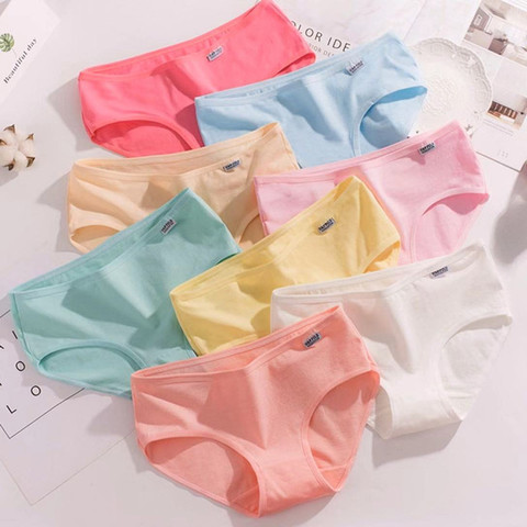 4Pcs/Lot Teenage Panties 10-14Years Underwear Children Cotton Kids Girls Solid Color Sport Colorful ► Photo 1/6
