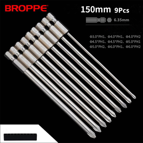 Broppe 150mm S2 Alloy Steel Magnetic Cross Head Long Screwdriver Bits 1/4 Inch Hex Shank ► Photo 1/6