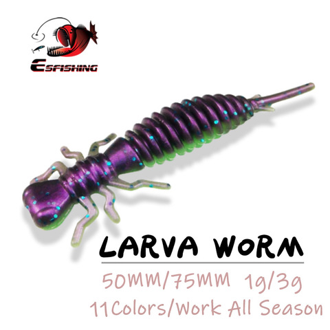 ESFISHING New Soft Bait Larva 50mm 75mm Soft Lure Worm Jigging Lure Carp Fishing Iscas artificial Crankbait Pesca ► Photo 1/5