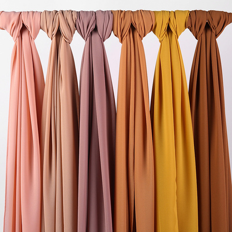 Malaysian Premium Chiffon Scarf Wrap Plain/Solid Color Muslim Women Hijab Headscarf Summer Islamic Long Shawl Pashmina 180x70cm ► Photo 1/6