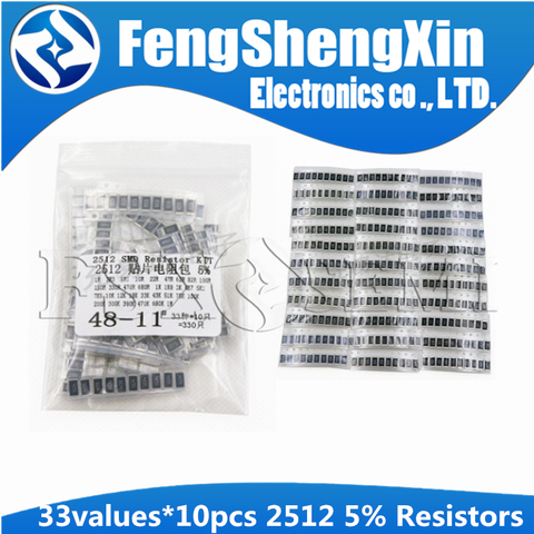 33Values*10pcs=330pcs 1ohm-1M ohm Electronic Resistors 5% 2512 SMD Resistor Assorted kit 10R 47R 100R 10K 470K 680K ► Photo 1/2