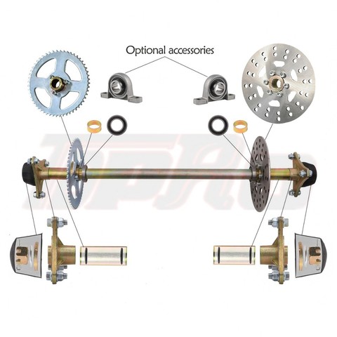 TDPRO Go Kart Rear Axle Assembly Kit Complete Wheel Hub for Mini Kids ATV QUAD Buggy 740mm 29