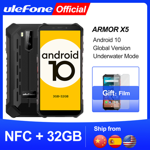 Ulefone Armor X5  Android 10 Rugged Waterproof  Smartphone IP68 MT6762 Cell Phone 3GB 32GB Octa core NFC  4G LTE Mobile Phone ► Photo 1/6
