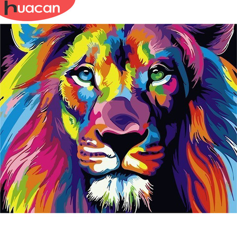 HUACAN Painting By Numbers Lion Animals Drawing Canvas DIY Pictures By Numbers Kits Wall Art Hand Painted Gift Home Decor ► Photo 1/6