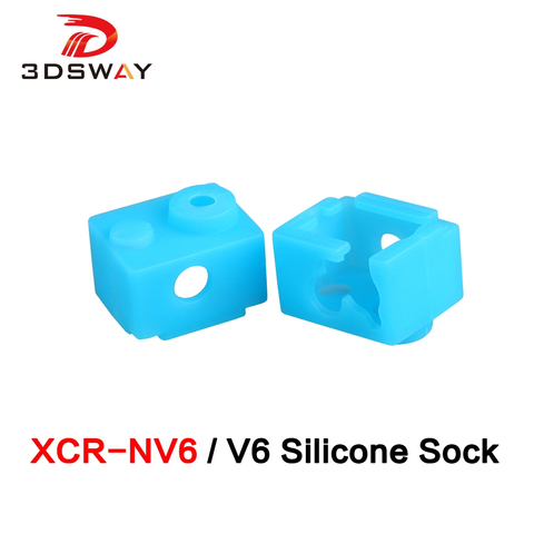 3DSWAY 3D Printer Part Silicone Socks Heated Block Case XCR-NV6 Heating Block PT100 E3D V6 Hotend Extruder Blue 1pc ► Photo 1/6