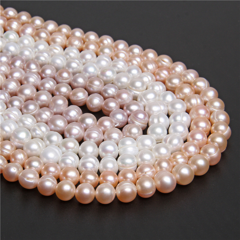 7-10mm Wholesale 100% Natural Pearl Potato Real Near Round Pearl Beads For Women DIY Jewelry Making Necklace Bracelet Loose 14